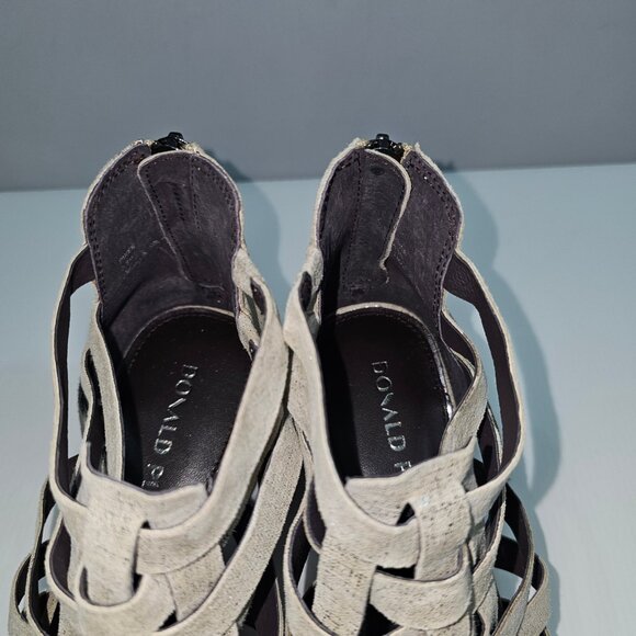 NEW Donald Pliner Pixee Sandal Womens 9.5 Pewter Metallic Leather Cutout Heel - Picture 7 of 15